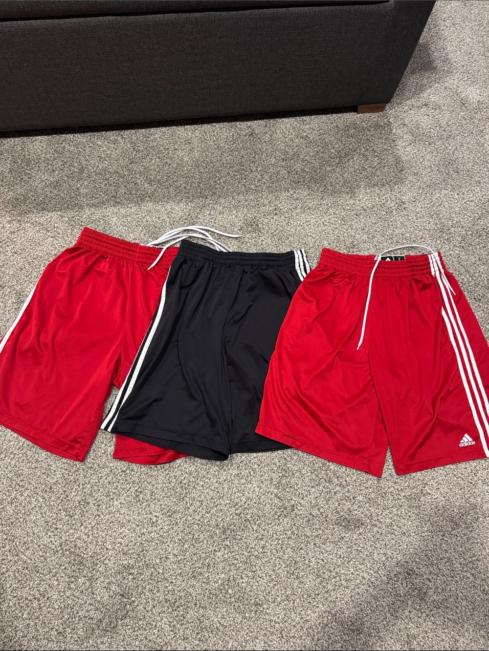 Adidas Boys Red and Black Athletic Shorts Bundle